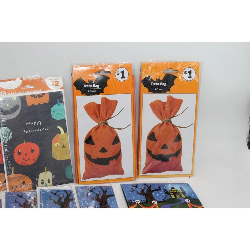Lot of 62 Total Halloween Panoramic Pop Up Greeting Cards/Regular/Treat Bags NEW
